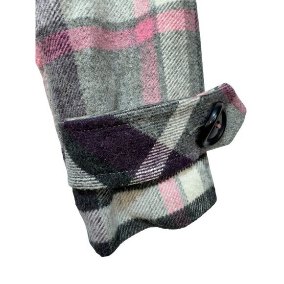 CAbi Womens Plaid Peacoat Jacket Size O Double Breasted Wool Blend Pink/Gray - Picture 6 of 15